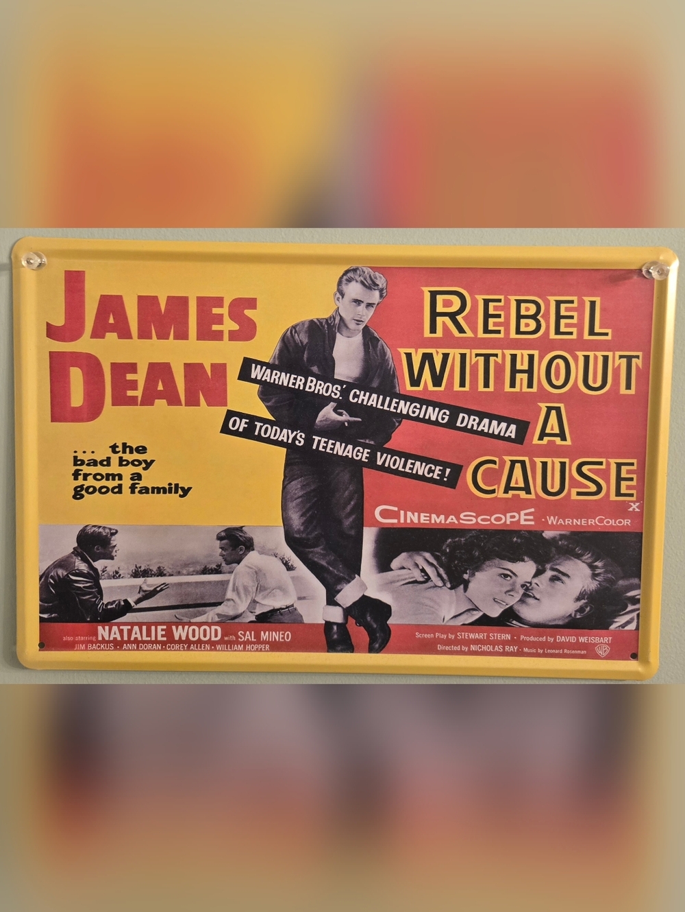 Rebel Without a Cause Metal Sign - Yellow & Red
